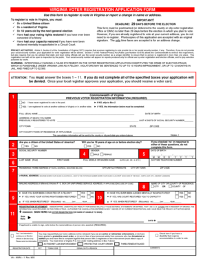 Virginia Voter Registration Application Form