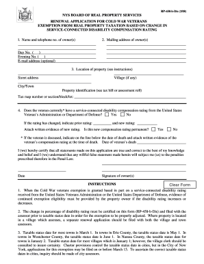 New York Cold War Veterans Exemption Renewal