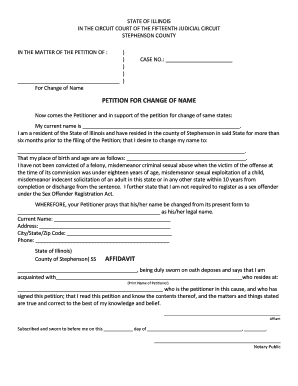Illinois Adult Name Change Petition