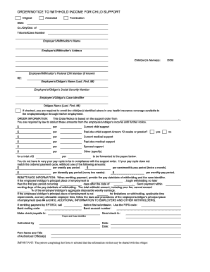 Order/Notice to Withhold Income for Child Support