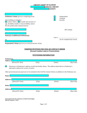 Illinois Civil No Contact Order Petition