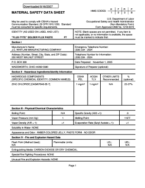 Material Safety Data Sheet