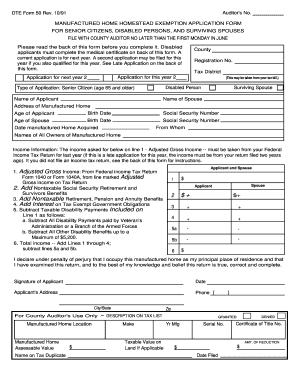 Manufactured Home Homestead Exemption Application