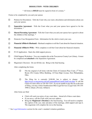 DISSOLUTION - WITH CHILDREN * All forms in BOLD must be ... - co tuscarawas oh