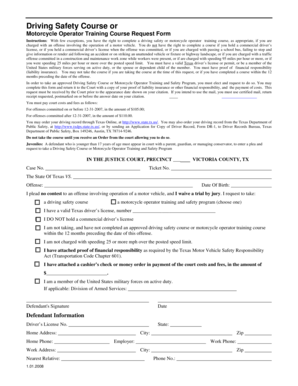 Texas Driving Safety Course Request Form