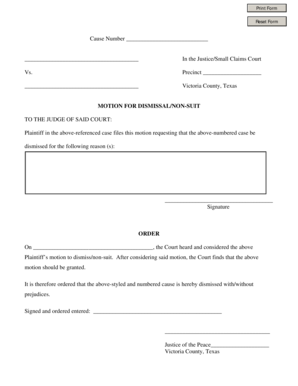 Motion for Dismissal/Non-Suit