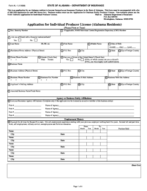 Alabama Insurance Producer License Application