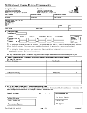 Deferred Compensation Change Notification