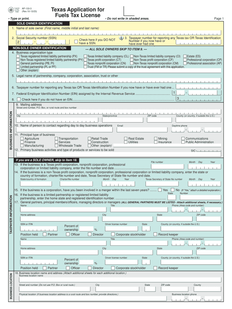 texas application for fuels tax license Preview on Page 1