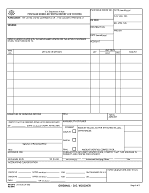 US Department of State Purchase Order Form DS-2076