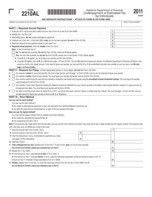 Alabama Underpayment of Estimated Tax Form 2210AL