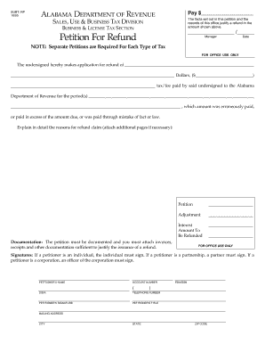 Alabama Sales Tax Refund Petition