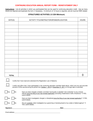 Continuing Education Annual Report Form