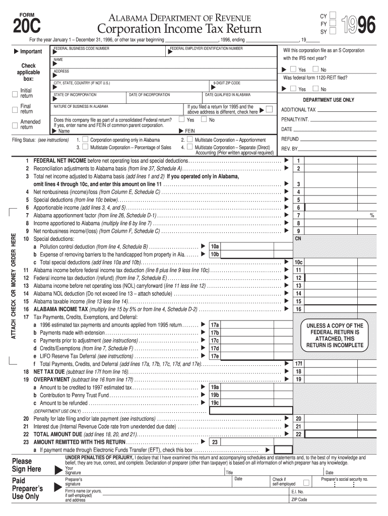 Fillable Online revenue alabama Corporation Tax Return Alabama Department of Revenue