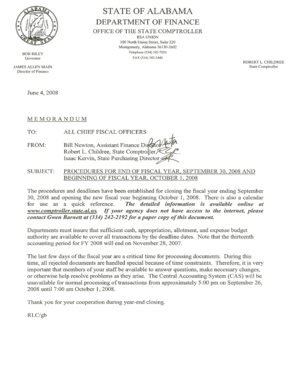 Memo ending - End of Year Memo - Comptroller's Office - comptroller alabama