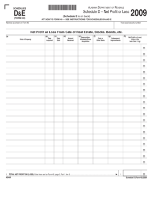 Alabama Schedule D and E Form 40