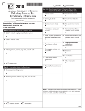 Alabama Fiduciary Income Tax Form 41