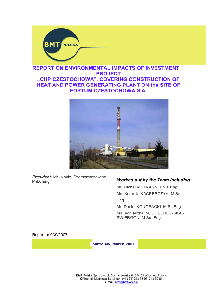 report on environmental impacts of investment project - European Preview on Page 1