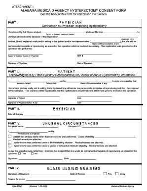 Alabama Medicaid Hysterectomy Consent Form - Fill Online ...