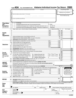 Alabama Individual Income Tax Return Form 40A