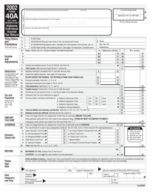 Alabama Individual Income Tax Return Form 40A