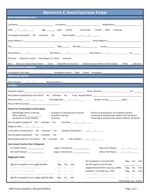 Hepatitis C Investigation Form