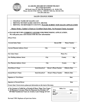 Alabama board of cosmetology online forms salon