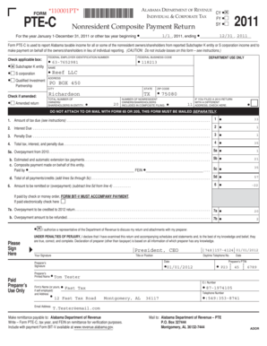 Alabama Nonresident Composite Payment Return