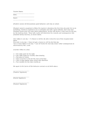 Student behavior contract template - Behavior Contract Meeting Form.pdf