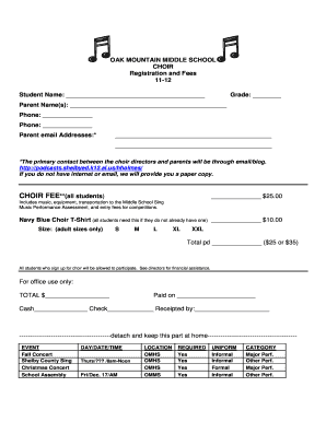 choir application form