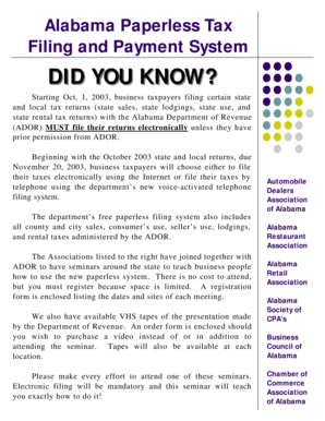 Alabama Paperless Tax Filing Seminar Registration