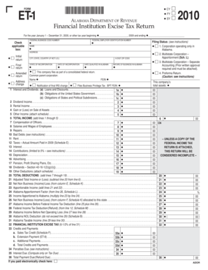 Alabama Financial Institution Excise Tax Return