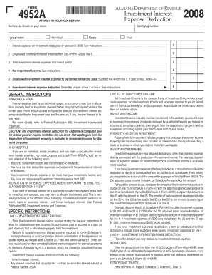 Alabama Investment Interest Expense Form 4952A