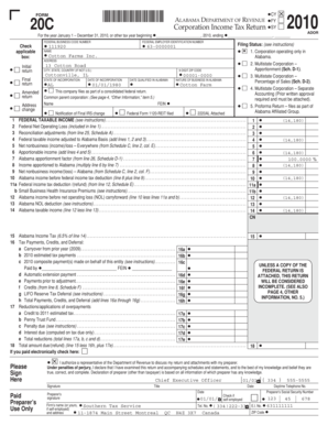 Alabama Corporation Income Tax Return Form 20C