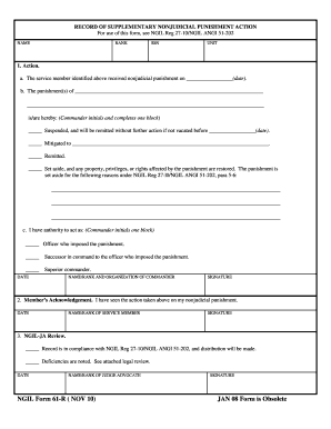 NGIL Form 61-R Nonjudicial Punishment Record