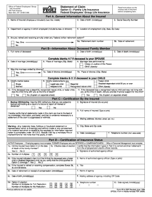 Federal Employees’ Group Life Insurance Claim Form