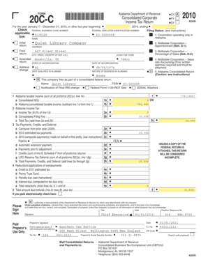 Alabama 20C-C Consolidated Corporate Income Tax Return