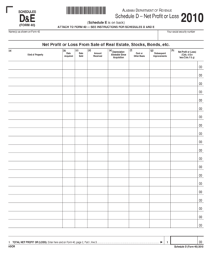 Alabama Schedule D and E Form 40