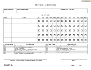 Provider ILP Outcomes Form