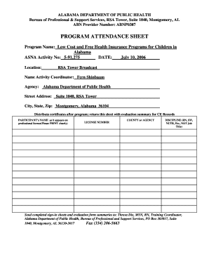 attendance sheet form
