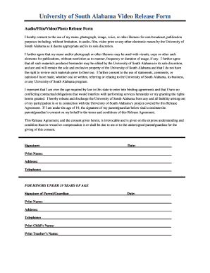 Minor release form template - University of South Alabama Video Release Form - southalabama