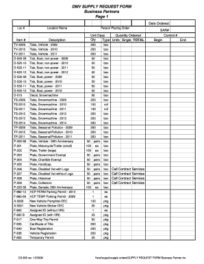 SUPPLY REQUEST FORM Business Partner - doa alaska