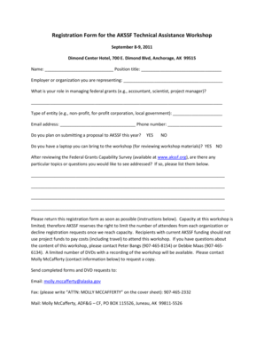 Registration Form for the AKSSF Techinical Assistance Workshop - adfg alaska