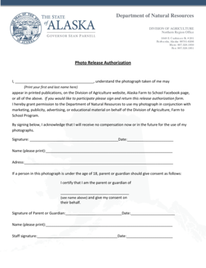 Alaska Photo Release Authorization