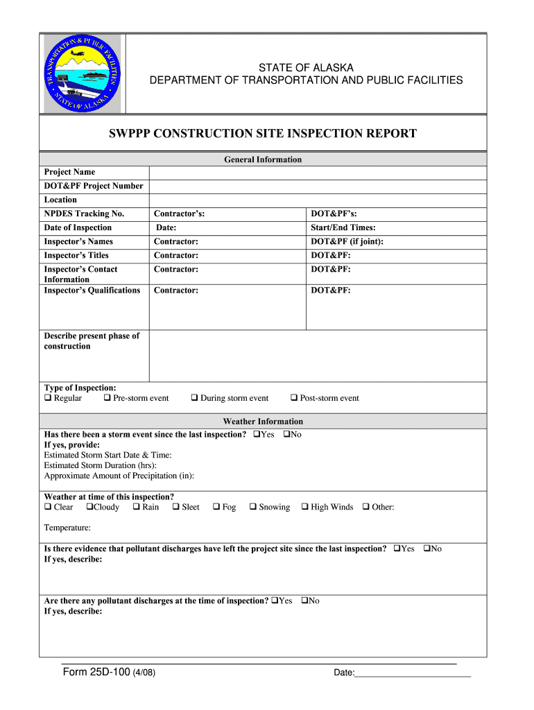 swppp inspection form template Preview on Page 1