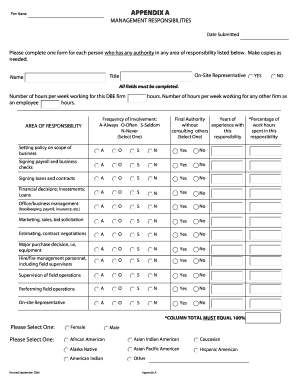Management Responsibilities Form