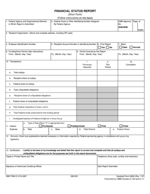 US Federal Financial Status Report