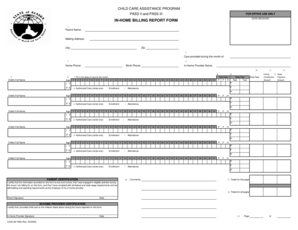 Child Care Assistance Program Billing Report