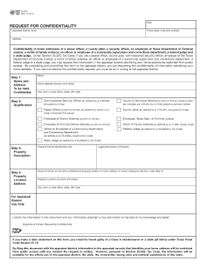 Texas Request for Confidentiality Form 50-284
