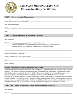 Fitness-for-Duty Certificate